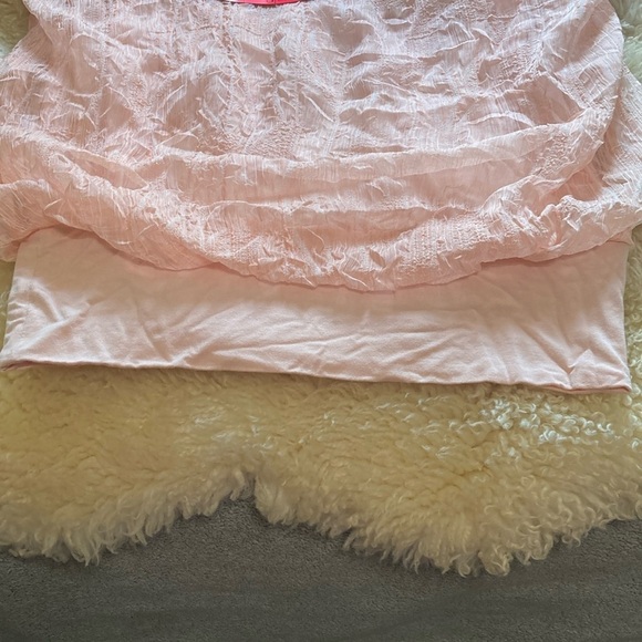 Pink lace over tank top with banded waist - Picture 5 of 7